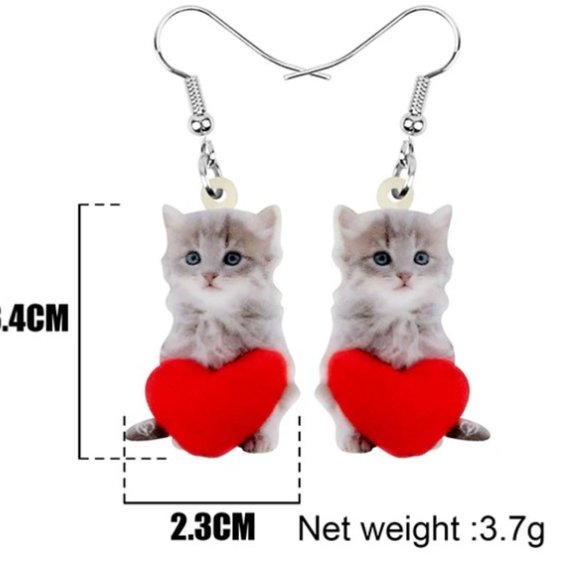 Kitty Heart Earrings - Picture 3 of 3
